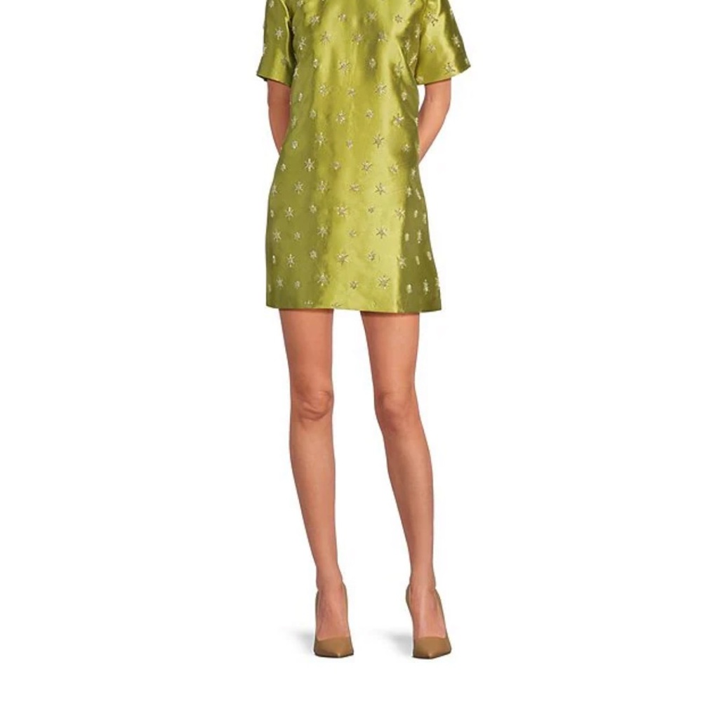 Chelsea & Violet Emerson Swoop Neckline Short Sleeve Embroidered Dress